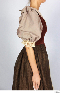  Photos Woman in Historical Dress 58 16th century Historical clothing Red-Brown dress lace upper body 0001.jpg